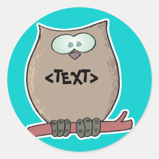 Pas een Owl aan,<TEXT> Ronde Sticker