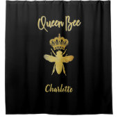 Pas Esthetische KONINGIN BEE Gold & Black Modern a Douchegordijn (Voorkant)