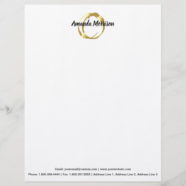 Pas Faux Gold Painted Circle Designe Logo aan Briefhoofd (Voorkant)