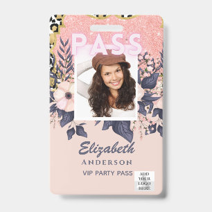 PAS Foto ID - Meisjesachtige Bloemen Glitters Popu Badge