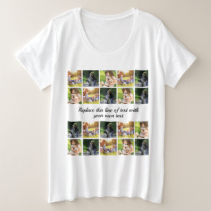 Pas fotocollage en tekst aan grote maat t-shirt