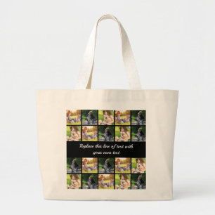 Pas fotocollage en tekst aan grote tote bag