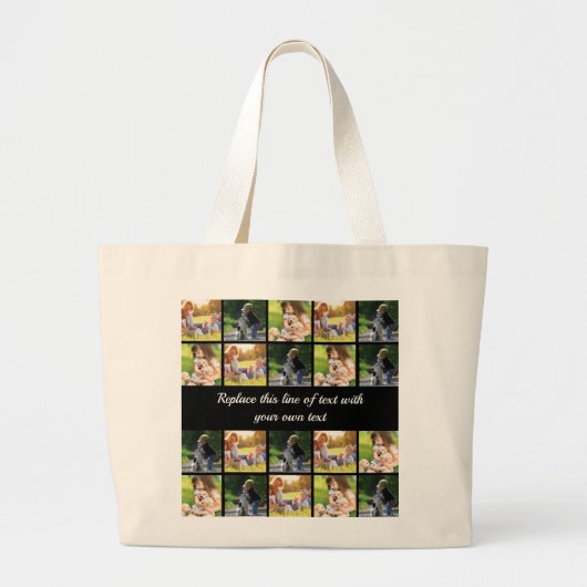 Pas fotocollage en tekst aan grote tote bag (Voorkant)