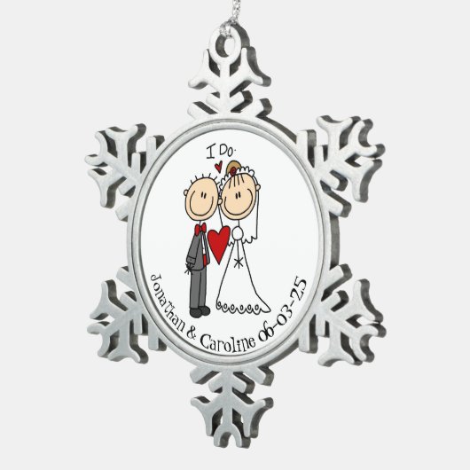 Pas getrouwd 1e kerstmis met Ornament Snowflake (Rechts)