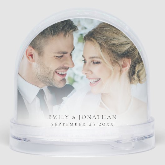 Pas getrouwd 2 foto's jaar dat we trouwden sneeuwbol (Achterkant)