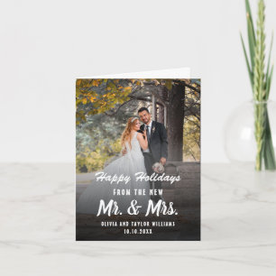Pas getrouwd Aangepaste foto Mr. en Mrs. Eerste Ke Feestdagen Kaart