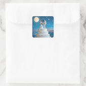 Pas getrouwd astronauten op een bruidstaart vierkante sticker (Tas)