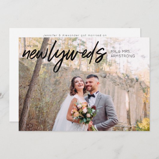 Pas getrouwd B Horizontaal 1 Foto bruiloft Kaart (Voorkant / Achterkant)