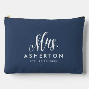 Pas getrouwd bruid Mrs gepersonaliseerde navy blau Etui