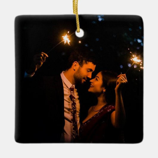 Pas getrouwd Cadeau, Kerst Mr Mrs. Keramisch Ornament (Voorkant)