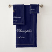 Pas getrouwd Cadeau Modern Monogram Initiaal Chic  Bad Handdoek (Insitu)
