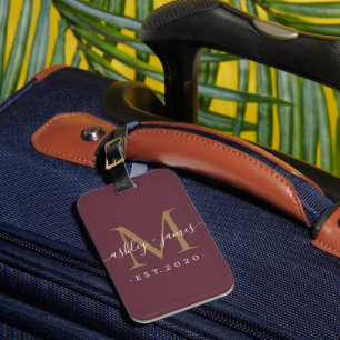Pas getrouwd de heer Monogram Names Year Gold Burg Bagagelabel