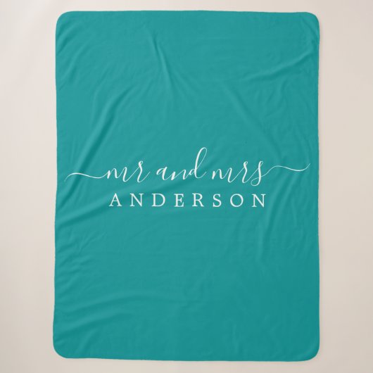 Pas getrouwd de heer Mrs Green Monogram Sherpa Deken (Voorkant)