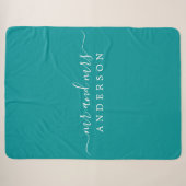 Pas getrouwd de heer Mrs Green Monogram Sherpa Deken (Voorkant (horizontaal))