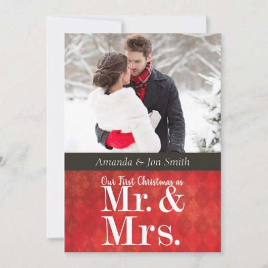 Pas getrouwd Eerste kerstfotokaart Feestdagenkaart (Voorkant)