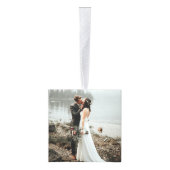 Pas getrouwd eerste kerstgroen kubus ornament (Rechts)