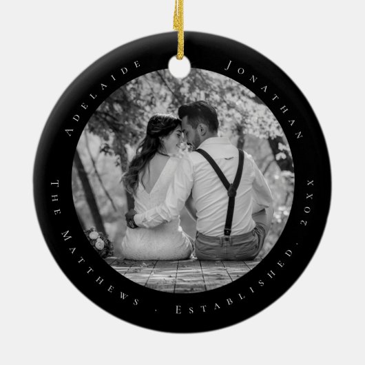 Pas getrouwd Eerste kersthuwelijk Datum vastgestel Keramisch Ornament (Achterkant)