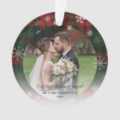 Pas getrouwd Eerste Kerstmis Plaid Sneeuwvlokken V Ornament (voorkant)