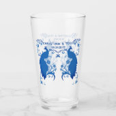 Pas getrouwd Elegant Blue Peacock Pint Glass Glas (Voorkant)