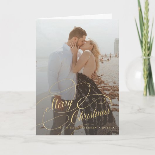 Pas getrouwd elegante Merry Christmas 6 fotocollag Feestdagen Kaart (Voorkant)