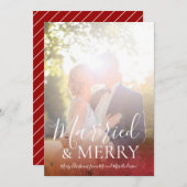Pas getrouwd Foto Kerst Getrouwd en Vrolijk Feestdagenkaart (Voorkant / Achterkant)