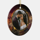 Pas getrouwd gepersonaliseerde kerstversiering keramisch ornament (Rechts)