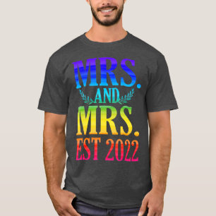 Pas getrouwd gewoon getrouwd Lesbian Wedding Mrs. T-shirt