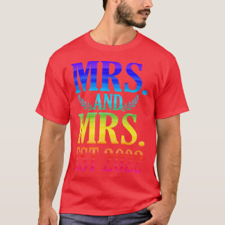 Pas getrouwd gewoon getrouwd Lesbian Wedding Mrs. T-shirt