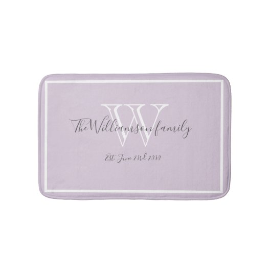 Pas getrouwd Gift Elegant Familie Monogram Script  Badmat (Voorkant)
