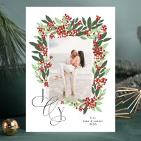 Pas getrouwd Kalligrafie JOY Bloemen Kerstmis Foto