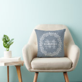 Pas getrouwd Keepomwille Couple Blue Wreate Monogr Kussen (Stoel)
