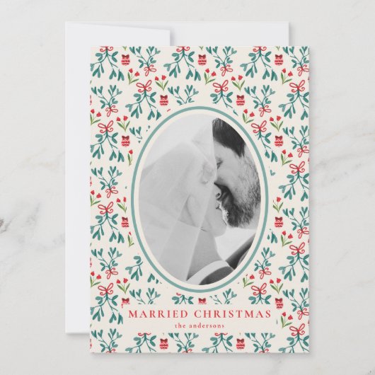 Pas getrouwd Kerst Kaart Grand Millenial Pattern (Voorkant)