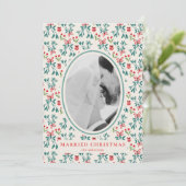 Pas getrouwd Kerst Kaart Grand Millenial Pattern (Staand voorkant)