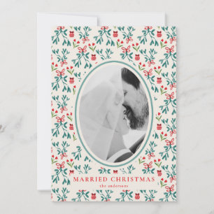 Pas getrouwd Kerst Kaart Grand Millenial Pattern