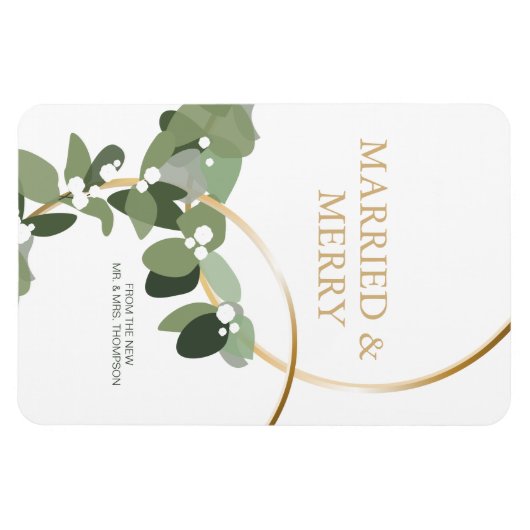 Pas getrouwd kerst met huwelijksfeestdag en met Me Magneet (Horizontaal)