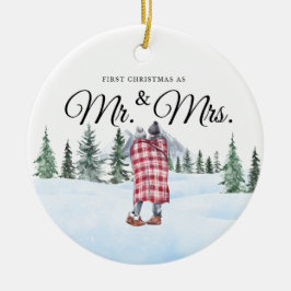 Pas getrouwd Kerstornament in Snuggly Mountain Keramisch Ornament