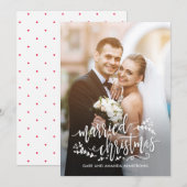 Pas getrouwd met kerstfeestdag feestdagenkaart (Voorkant / Achterkant)