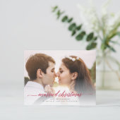 Pas getrouwd met kerstmis foto feestdagenkaart (Staand voorkant)