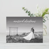 Pas getrouwd met kerstmis foto | wit feestdagenkaart (Staand voorkant)