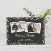 Pas getrouwd met zwarte en witte Plays Feestdagenkaart (Staand voorkant)