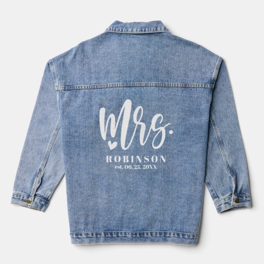 Pas getrouwd mevrouw bruiloft bruid denim jas denim jacket (Achterkant)