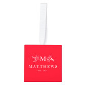 Pas getrouwd monogram eerste kerstfoto ornament (Voorkant)