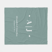 Pas getrouwd Monogram Sage Green Fleece Blanket Deken (Voorkant (Horizontaal))