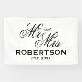 Pas getrouwd Mr. en Mrs. aangepast trouwbanner-tek Spandoek (Horizontaal)