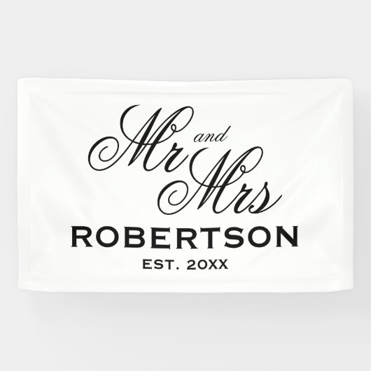 Pas getrouwd Mr. en Mrs. aangepast trouwbanner-tek Spandoek (Horizontaal)