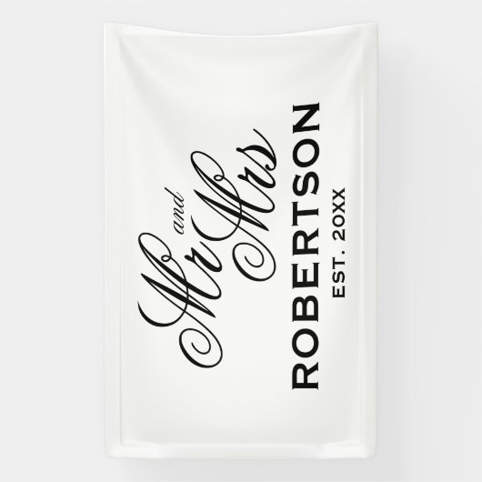Pas getrouwd Mr. en Mrs. aangepast trouwbanner-tek Spandoek (Verticaal)