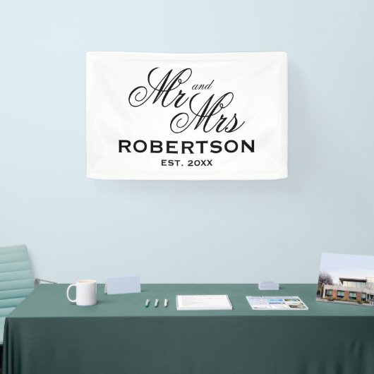 Pas getrouwd Mr. en Mrs. aangepast trouwbanner-tek Spandoek (Beurs)