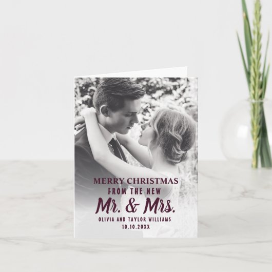 Pas getrouwd Mr. en Mrs. First-kerstfoto Feestdagen Kaart (Voorkant)