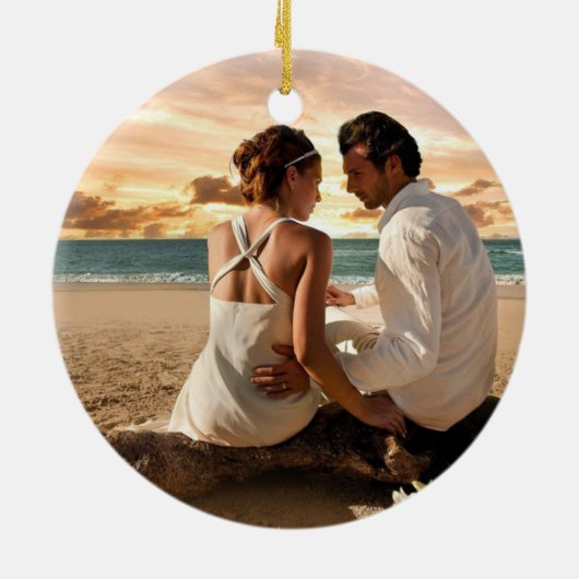 Pas getrouwd Mr. en Mrs. Keramisch Ornament (Achterkant)