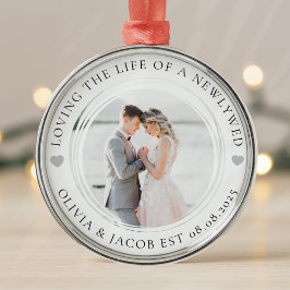 Pas getrouwd net getrouwd Foto Keepsake Metalen Ornament